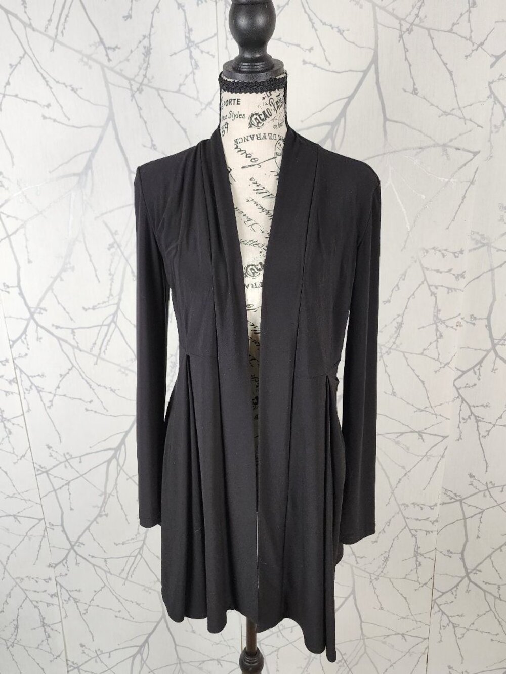 Joseph Ribkoff Slinky Stretch Jersey Pleated Drape Open Cardigan
